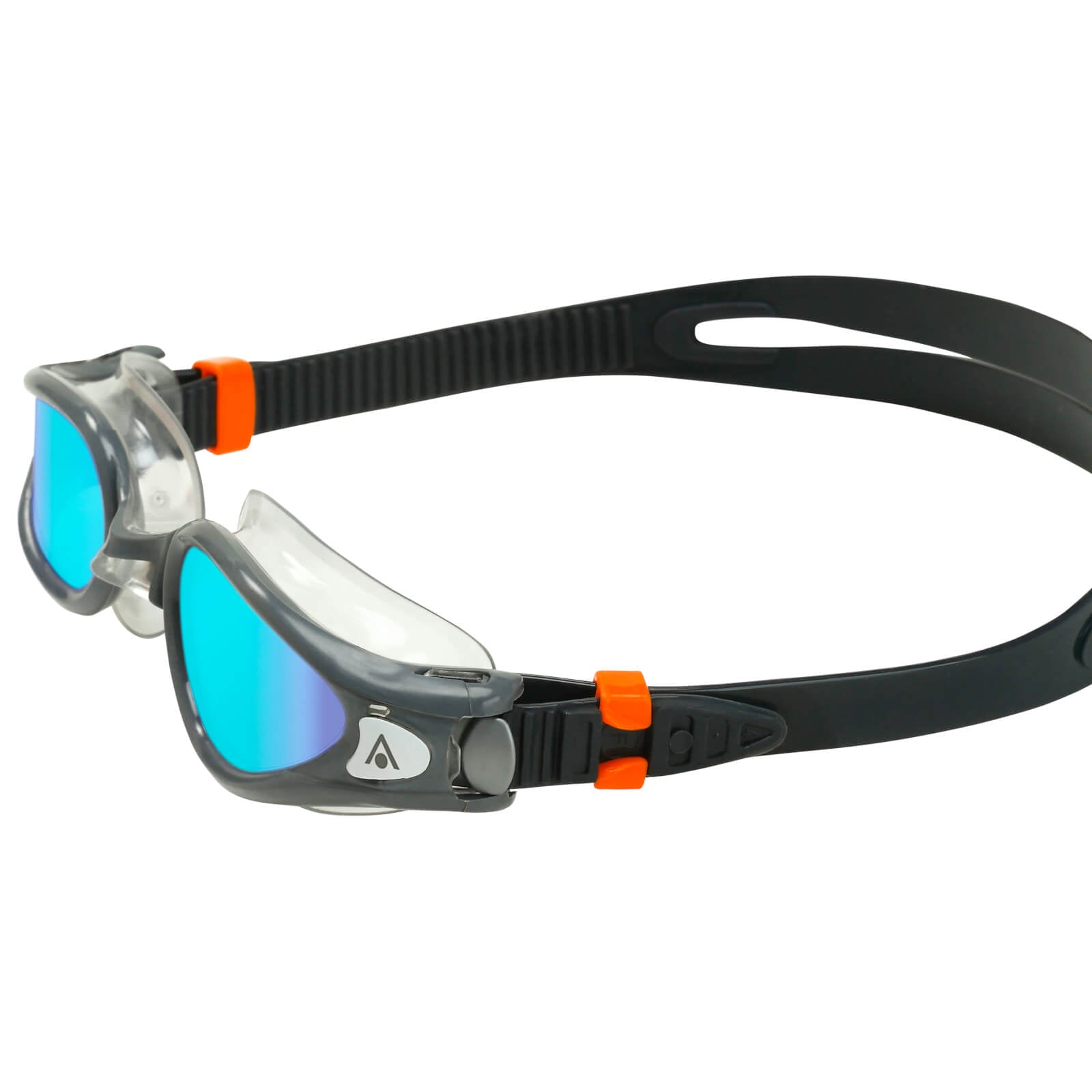 Men's Swimming Goggles Aqua Sphere Kaiman Exo Adult Triathlon Open Water Grey/Clear - Blue Titanium Mirrored Alternate 4