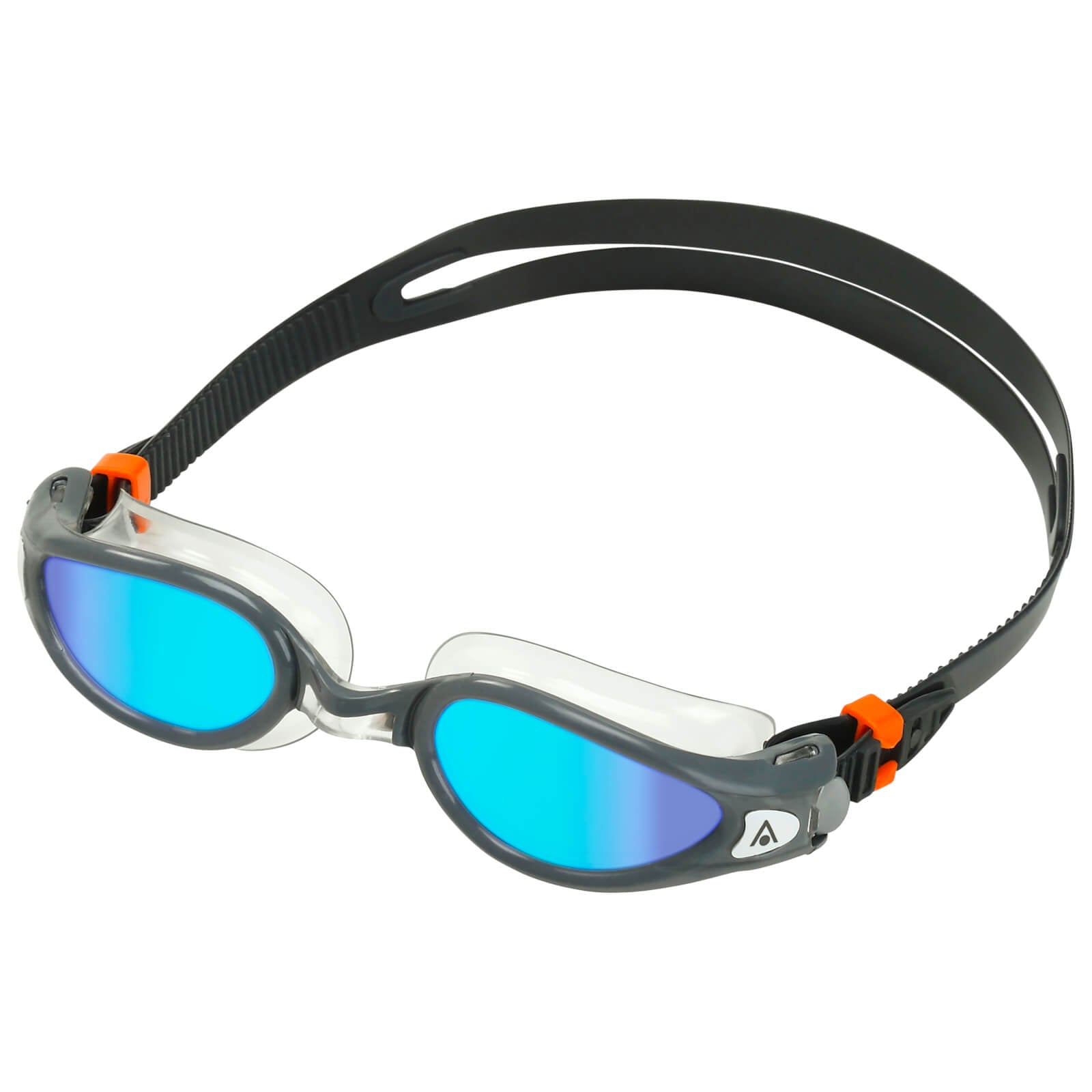 Men's Swimming Goggles Aqua Sphere Kaiman Exo Adult Triathlon Open Water Grey/Clear - Blue Titanium Mirrored
