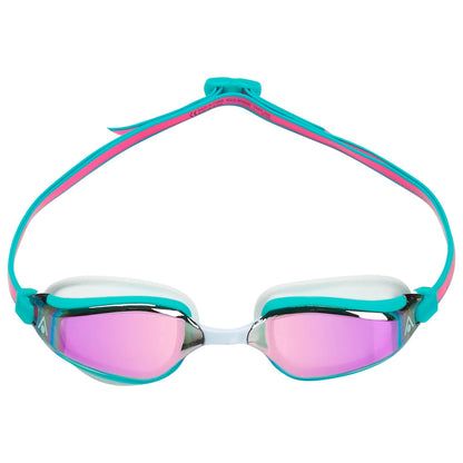 Men's Swimming Goggles Aqua Sphere Fastlane Adult Fitness Pool Pink/Turquoise - Pink Titanium Mirrored Alternate 1