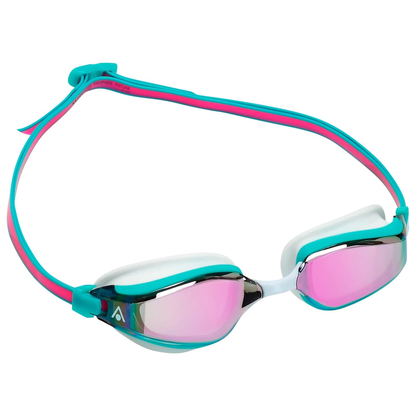 Men's Swimming Goggles Aqua Sphere Fastlane Adult Fitness Pool Pink/Turquoise - Pink Titanium Mirrored Alternate 2