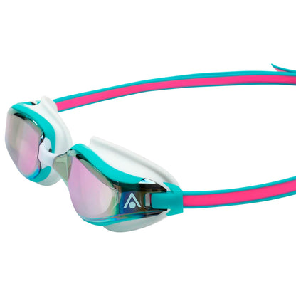 Men's Swimming Goggles Aqua Sphere Fastlane Adult Fitness Pool Pink/Turquoise - Pink Titanium Mirrored Alternate 4