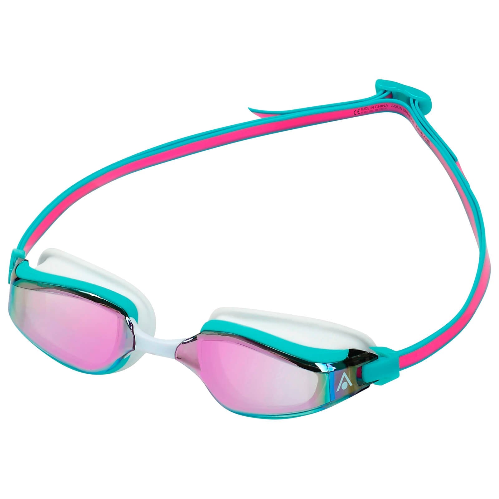 Men's Swimming Goggles Aqua Sphere Fastlane Adult Fitness Pool Pink/Turquoise - Pink Titanium Mirrored
