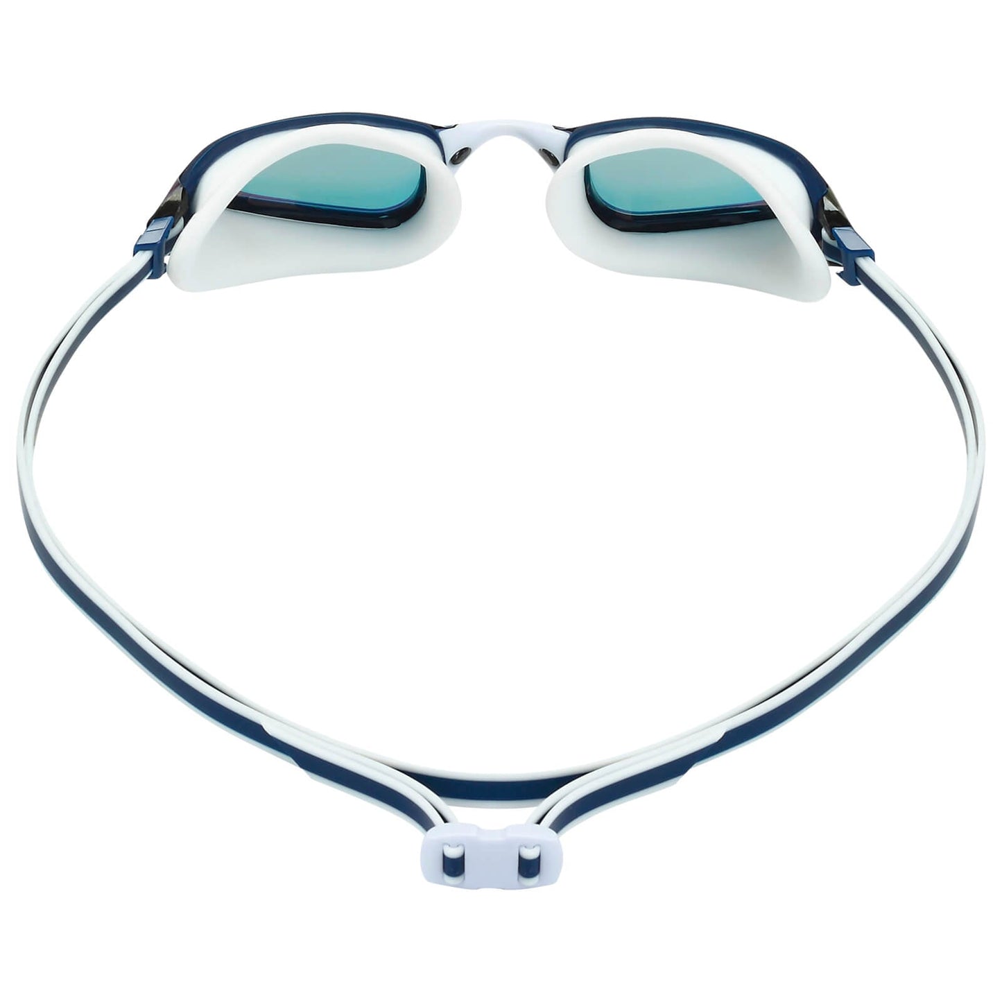 Men's Swimming Goggles Aqua Sphere Fastlane Adult Fitness Pool Navy Blue - Red Titanium Mirror Alternate 3