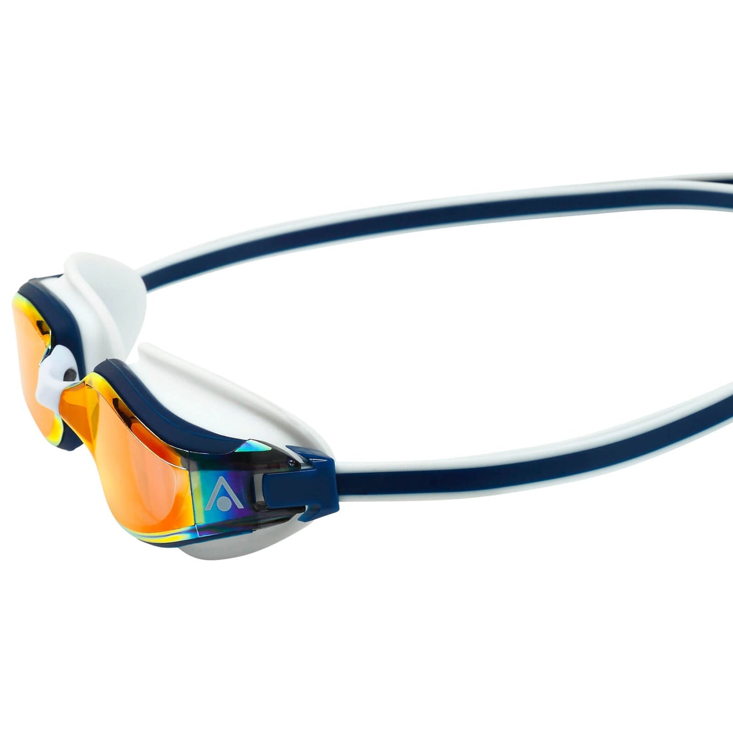 Men's Swimming Goggles Aqua Sphere Fastlane Adult Fitness Pool Navy Blue - Red Titanium Mirror Alternate 4