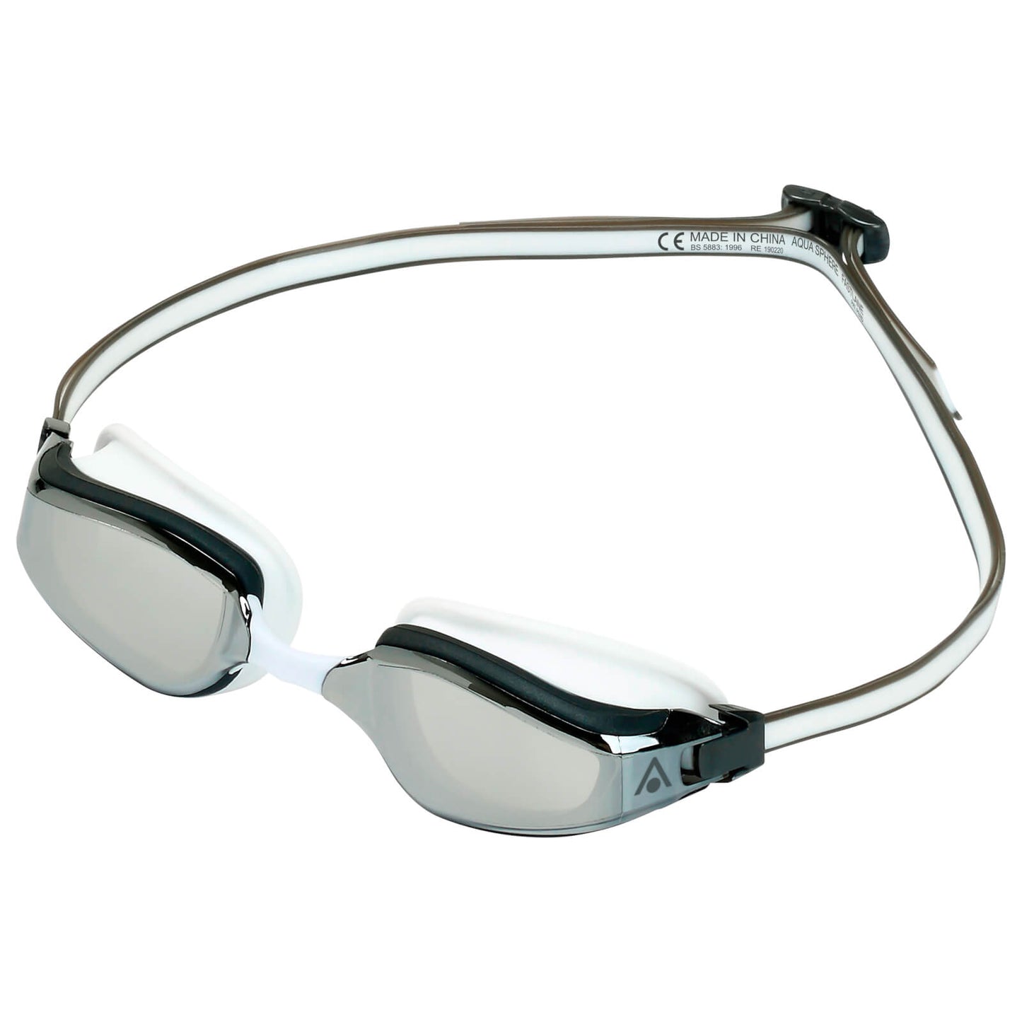 Men's Swimming Goggles Aqua Sphere Fastlane Adult Fitness Pool White/Grey - Silver Mirrored