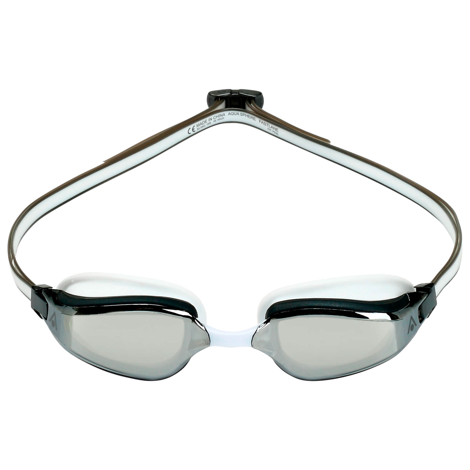 Men's Swimming Goggles Aqua Sphere Fastlane Adult Fitness Pool White/Grey - Silver Mirrored Alternate 1