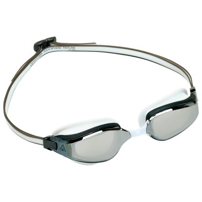 Men's Swimming Goggles Aqua Sphere Fastlane Adult Fitness Pool White/Grey - Silver Mirrored Alternate 2