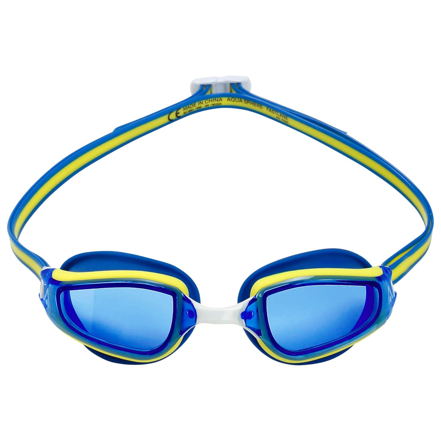 Men's Swimming Goggles Aqua Sphere Fastlane Adult Fitness Pool Blue/Yellow - Blue Tinted Alternate 1