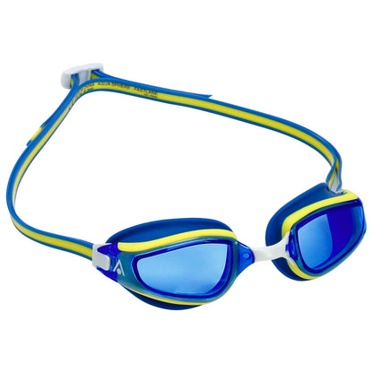 Men's Swimming Goggles Aqua Sphere Fastlane Adult Fitness Pool Blue/Yellow - Blue Tinted Alternate 2