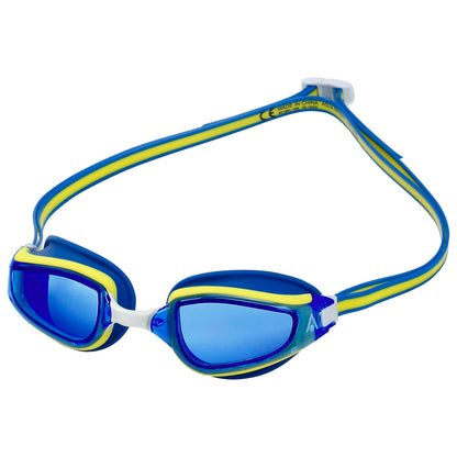 Men's Swimming Goggles Aqua Sphere Fastlane Adult Fitness Pool Blue/Yellow - Blue Tinted