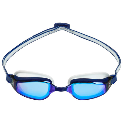 Men's Swimming Goggles Aqua Sphere Fastlane Adult Fitness Pool Blue/White - Blue Titanium Mirrored Alternate 1
