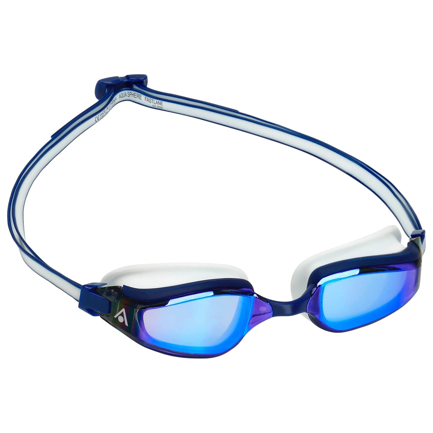 Men's Swimming Goggles Aqua Sphere Fastlane Adult Fitness Pool Blue/White - Blue Titanium Mirrored Alternate 2