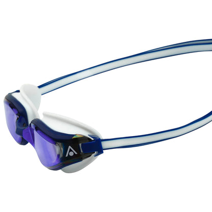 Men's Swimming Goggles Aqua Sphere Fastlane Adult Fitness Pool Blue/White - Blue Titanium Mirrored Alternate 4