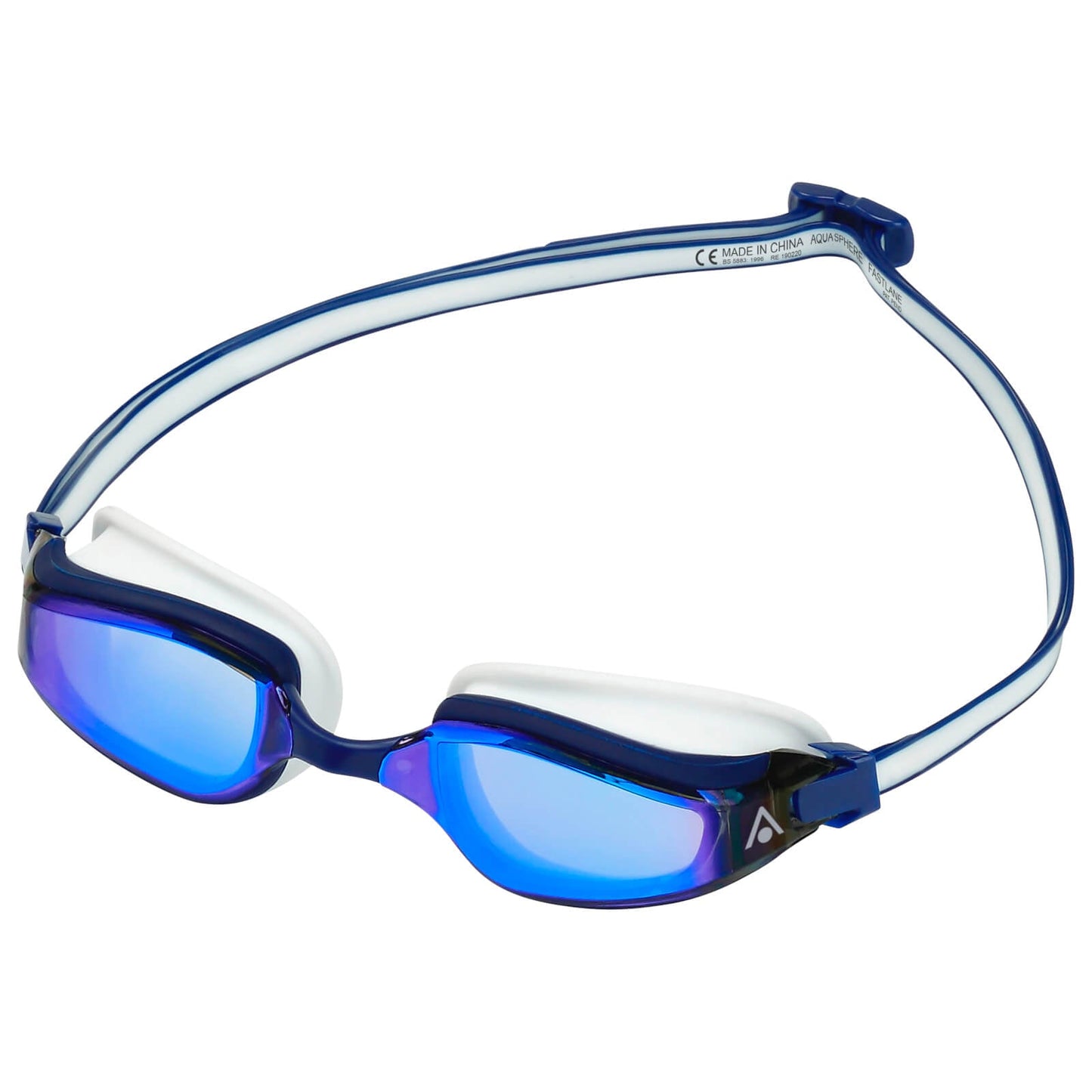 Men's Swimming Goggles Aqua Sphere Fastlane Adult Fitness Pool Blue/White - Blue Titanium Mirrored