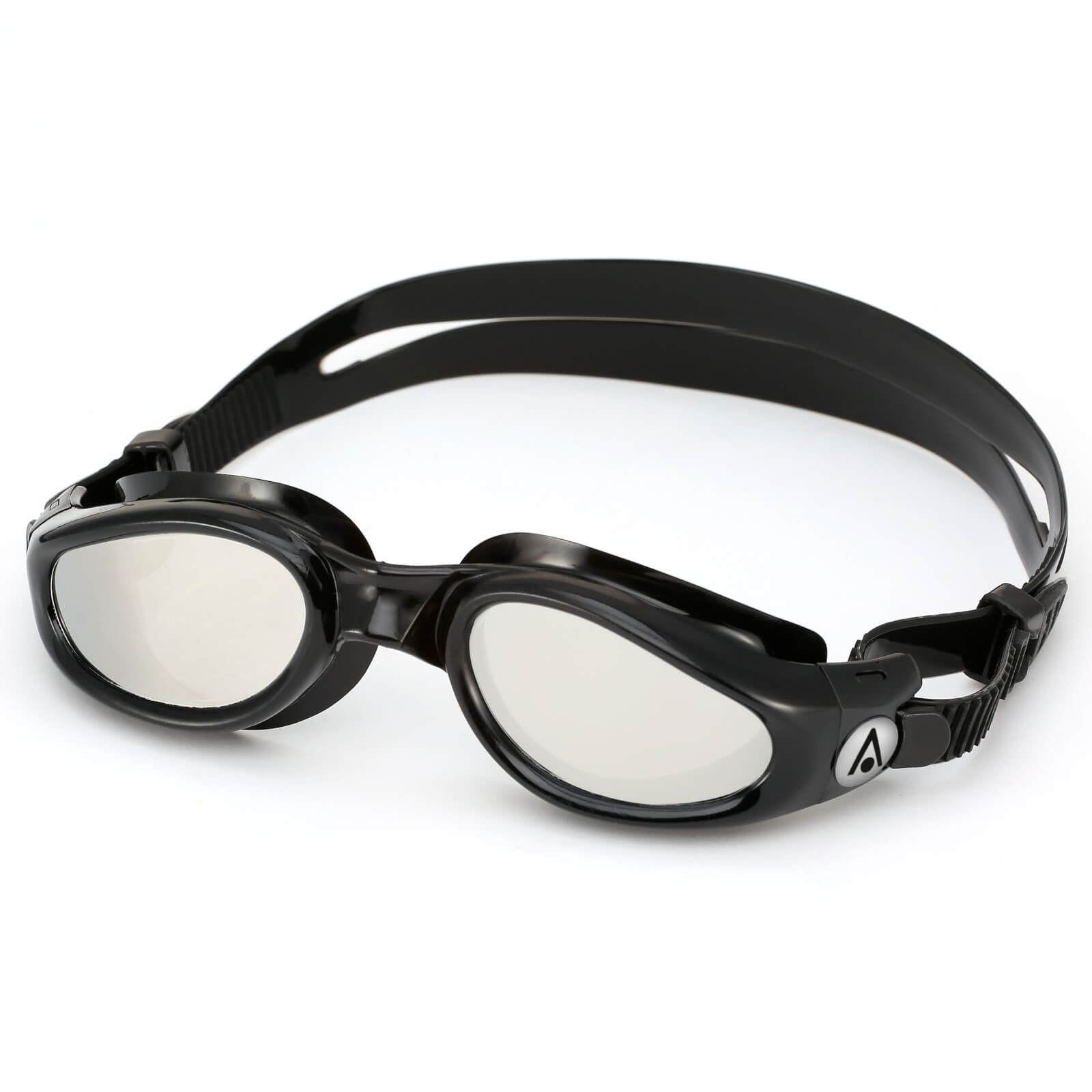 Men's Swimming Goggles Aqua Sphere Kaiman Adult Fitness Pool Black - Silver Mirrored