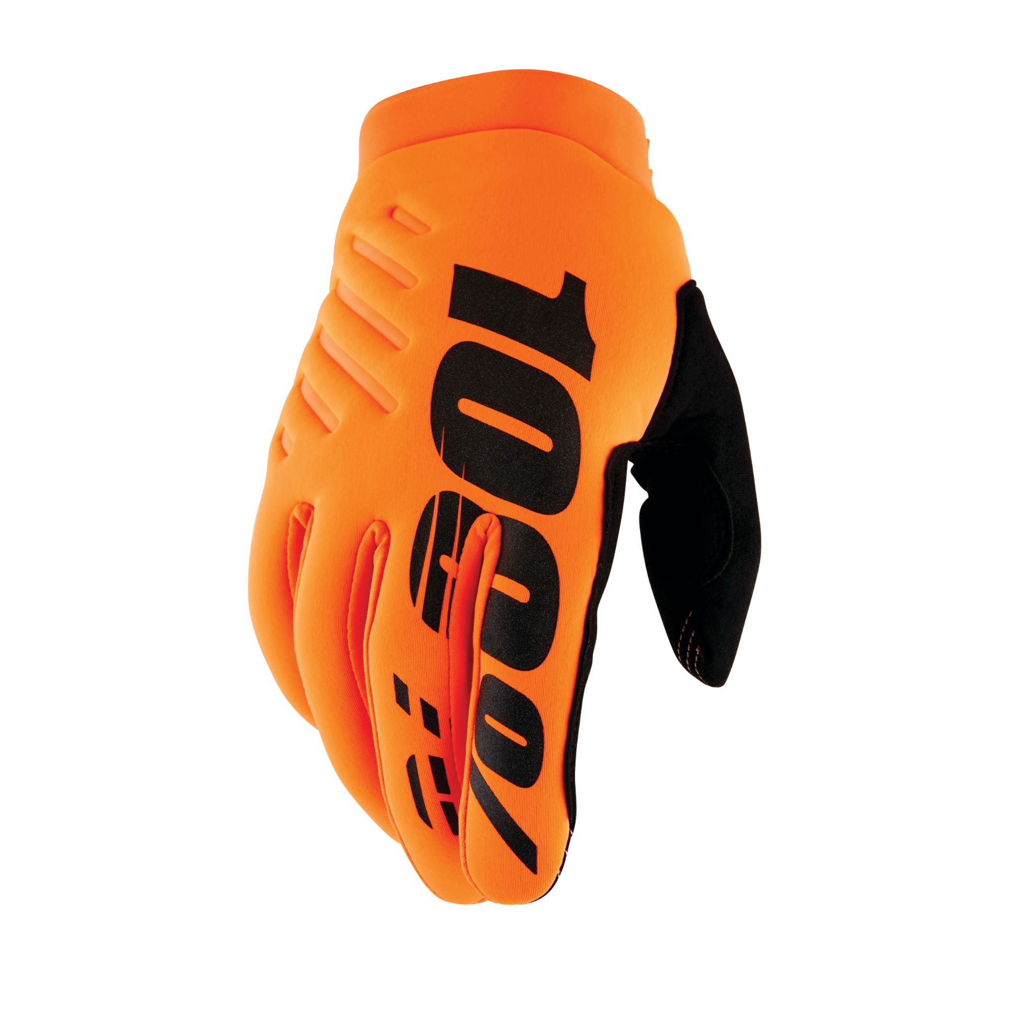Kid's Full Finger Cycling Gloves 100% Brisker Youth AW22 Cold Weather Fluro Orange/Black X Large