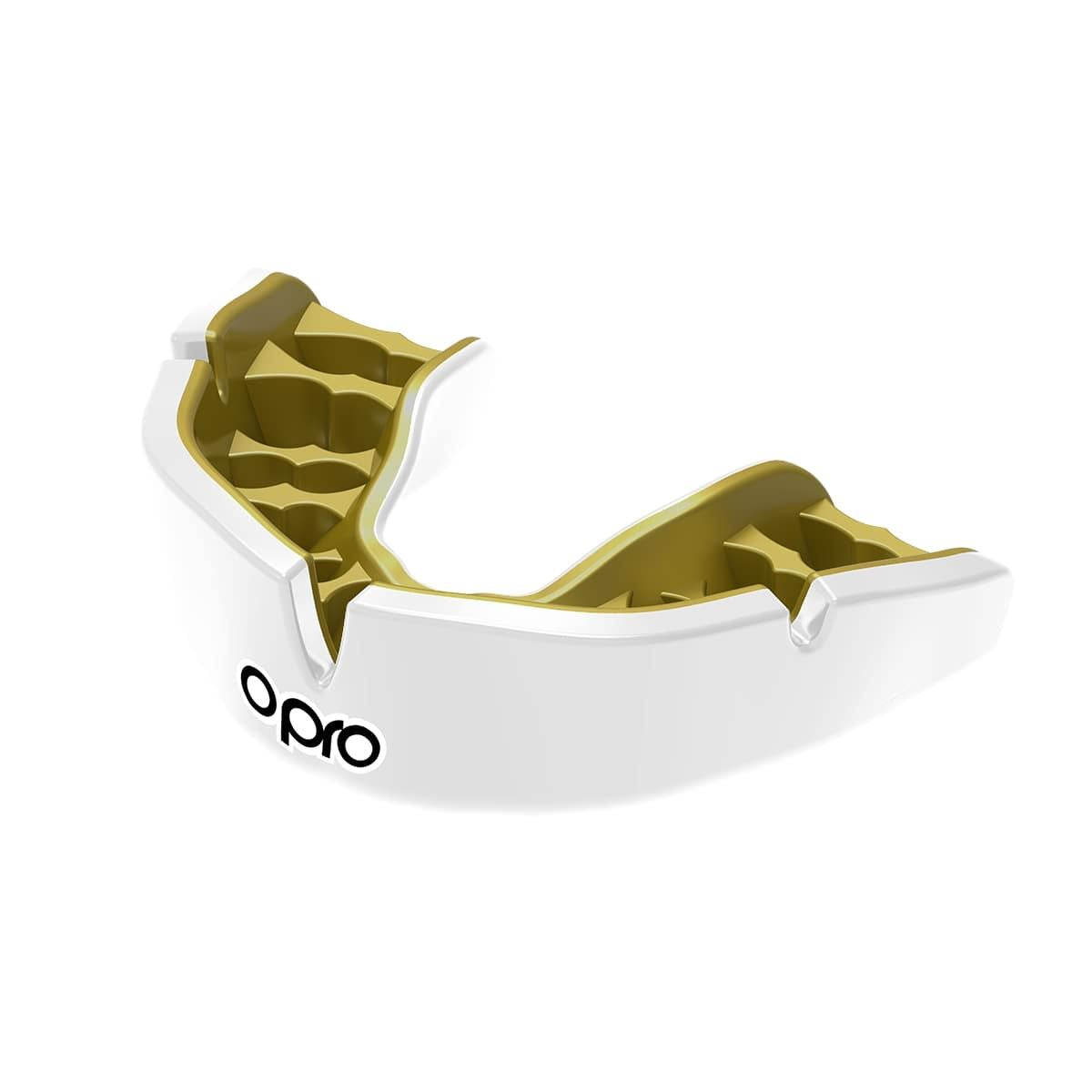 Men's Rugby Protective Mouthguard Opro Instant Custom Fit Adult 2022 White/Gold