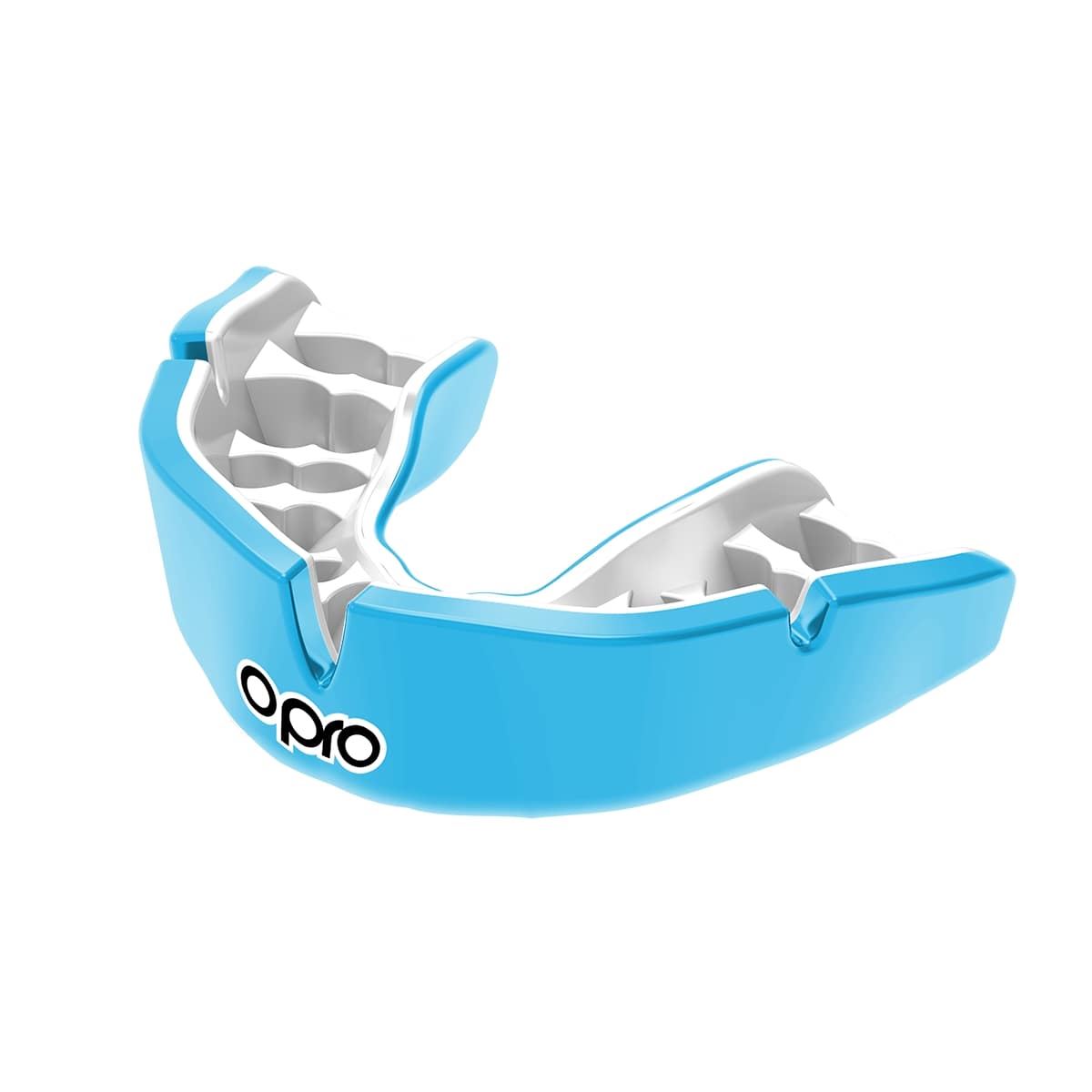Men's Rugby Protective Mouthguard Opro Instant Custom Fit Adult 2022 Sky Blue/White