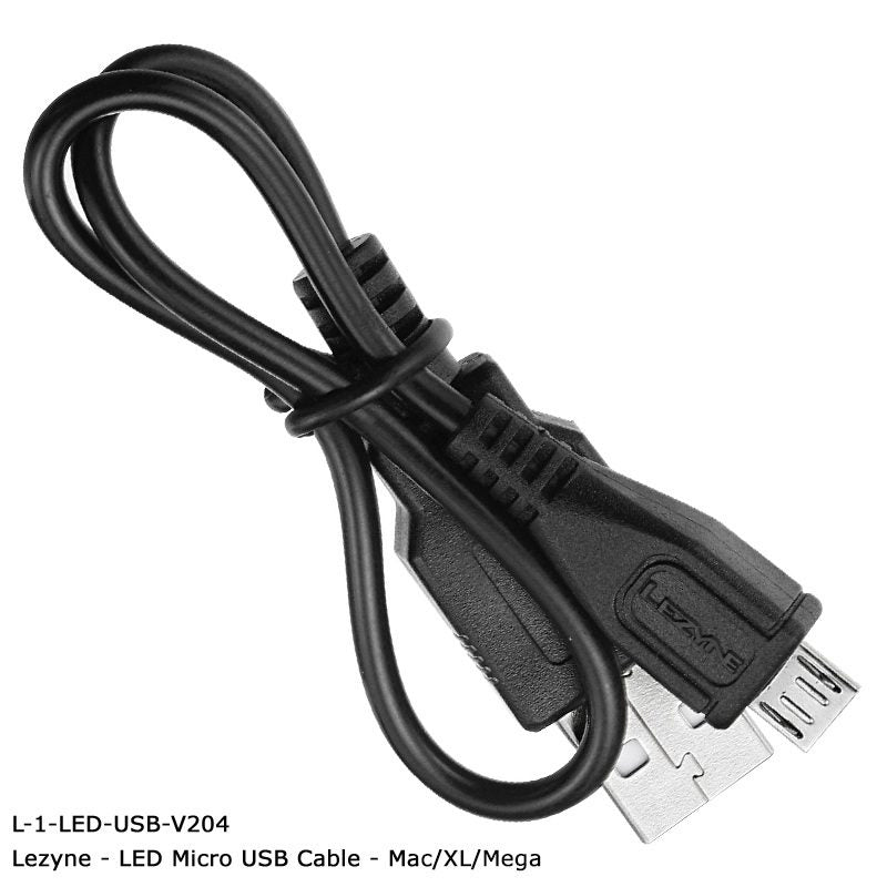 Bike Light Charger Lezyne Micro USB Chargeing Cable Black