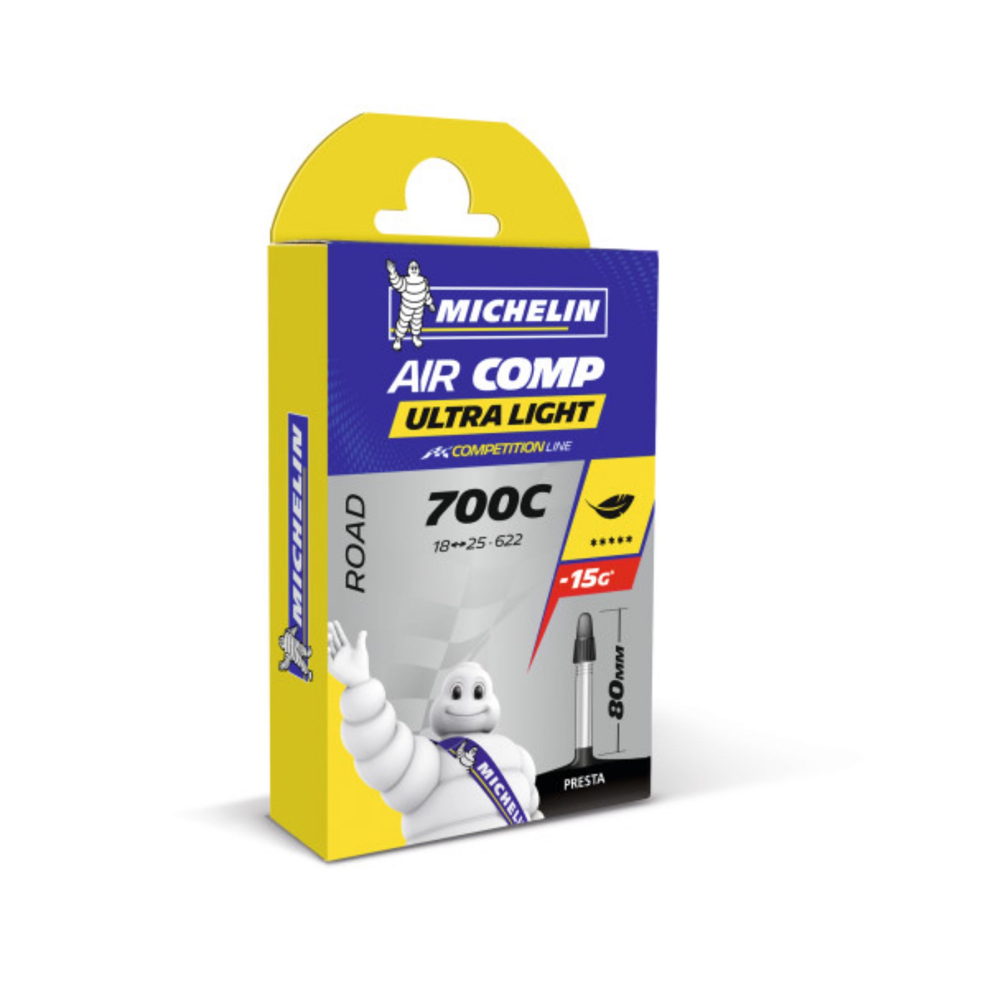 Michelin Aircomp Ultralight Road 700x18-25c 80 mm 700c Presta Valve Bike Inner Tube