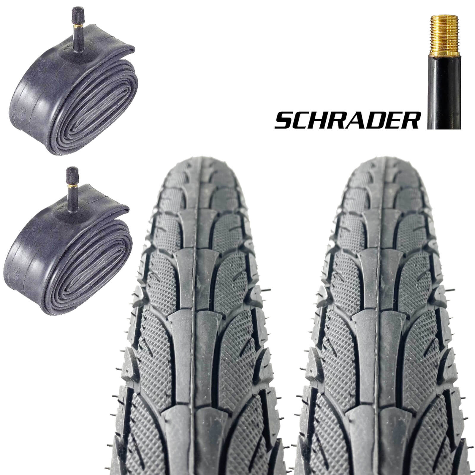 29 Inch Bike Tyre DSI Slick 29x1.95" Reflective Sidewall Pair of Tyres Schrader Tubes