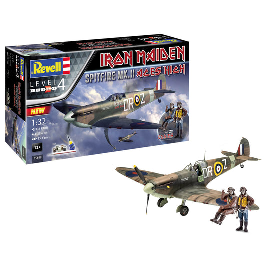 Revell 05688 Iron Maiden Aces High Spitfire Mk.II 35th Anniversary Limited Edition 1:32 Scale Model Kit With Paints & Glue