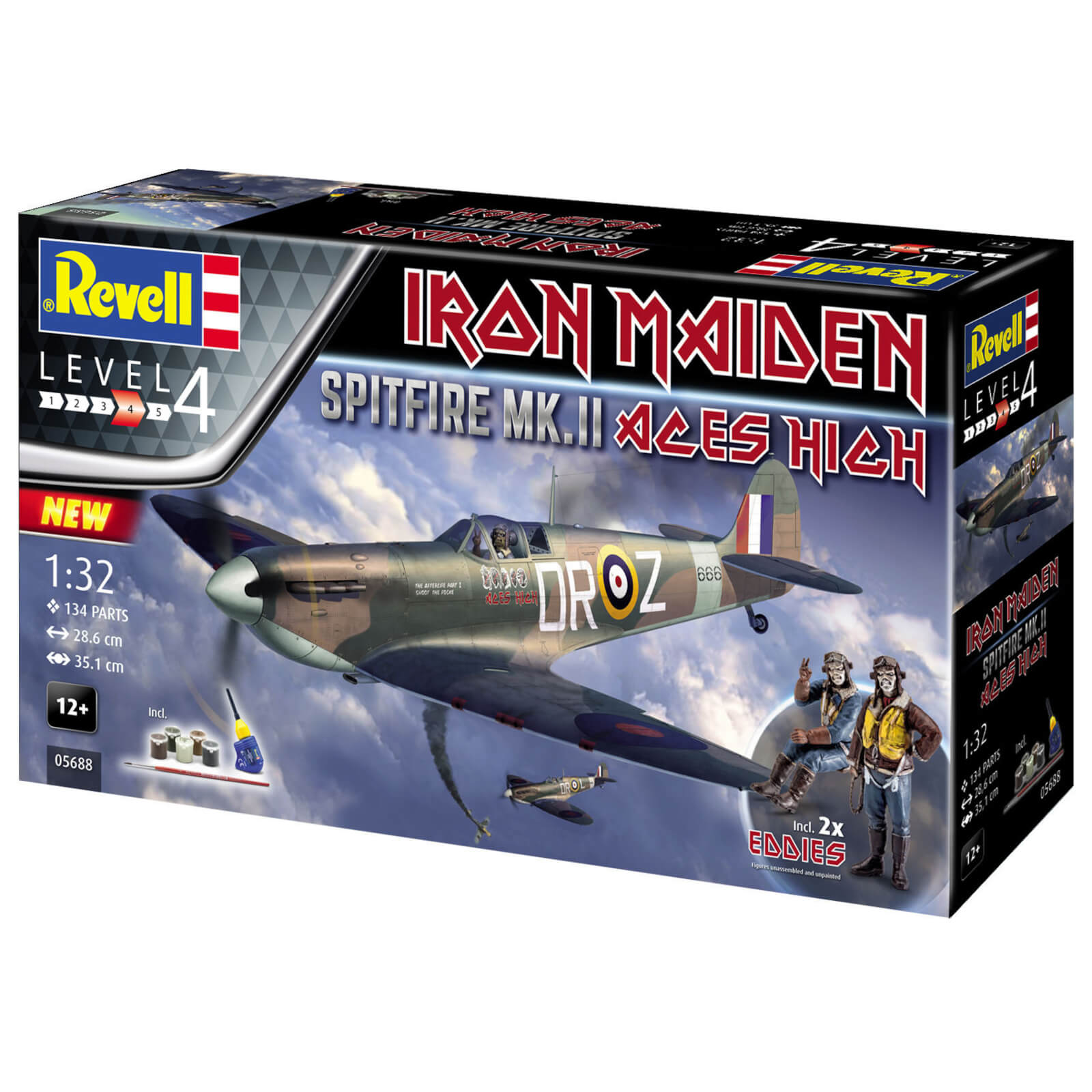 Revell 05688 Iron Maiden Aces High Spitfire Mk.II 35th Anniversary Limited Edition 1:32 Scale Model Kit With Paints & Glue Boxed