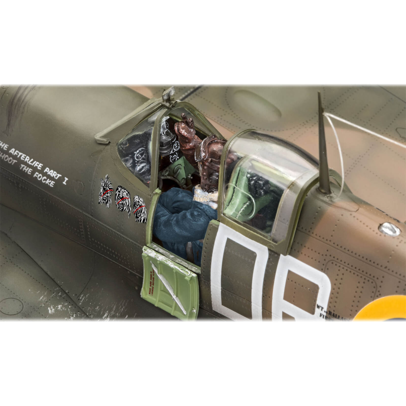 Revell 05688 Iron Maiden Aces High Spitfire Mk.II 35th Anniversary Limited Edition 1:32 Scale Model Kit With Paints & Glue Cockpit Close Up