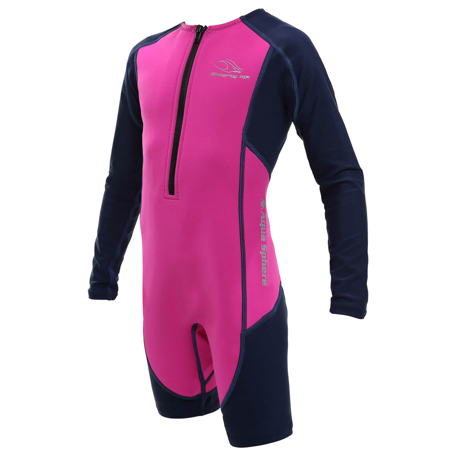 Kid's Swim Suit Aqua Sphere Stingray HP2 Long Sleeve Pink/Navy 8