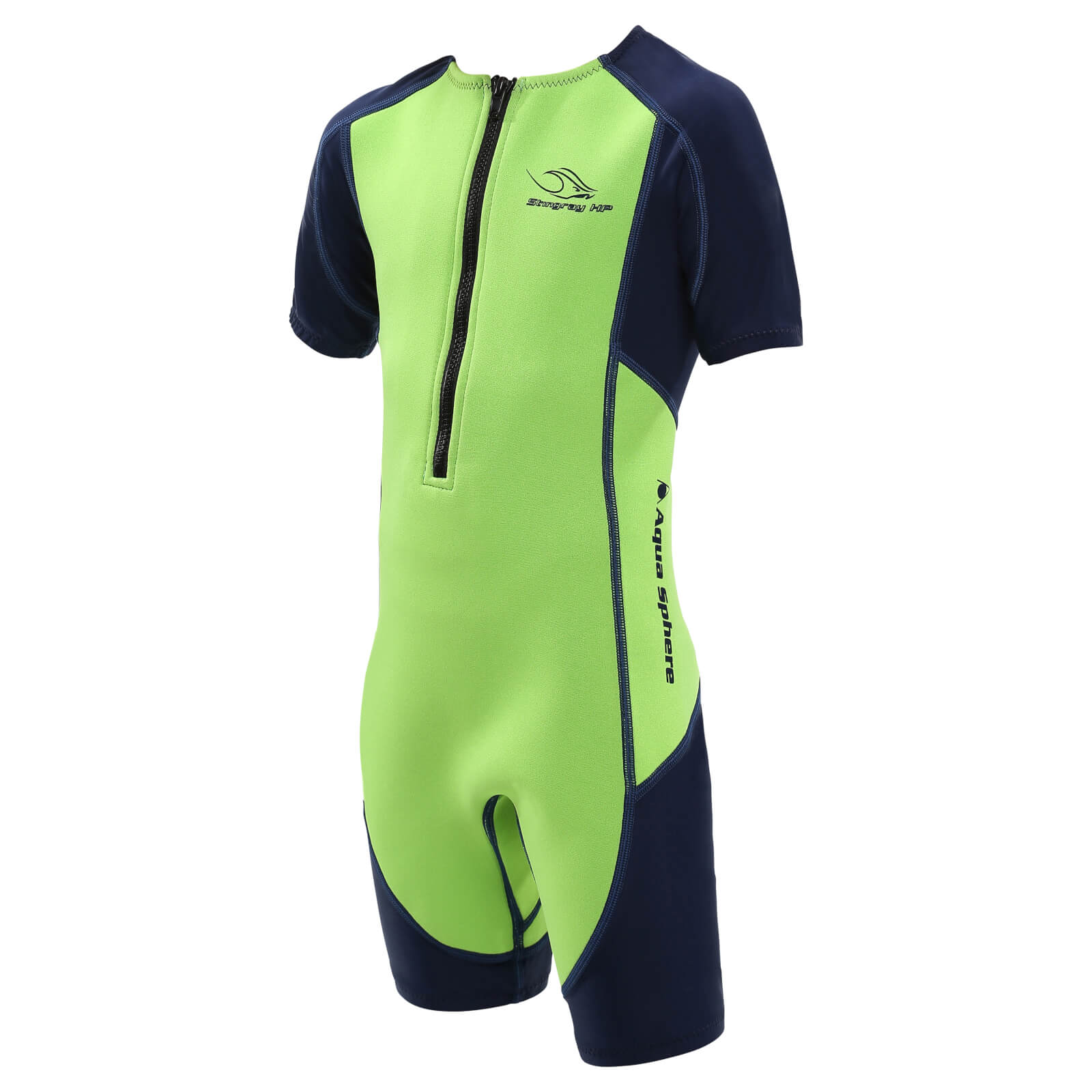 Kid's Swim Suit Aqua Sphere Stingray HP2 Short Sleeve Bright Green/Navy 12