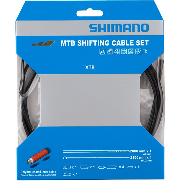 Shimano MTB Gear Cable Set Polymer Coated Stainless Steel Inner Black Rear Only