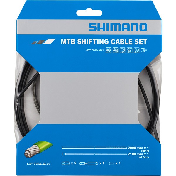 Shimano MTB Gear Cable Set OPTISLICK Coated SS Inner Black Rear Only