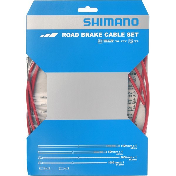 Shimano Road Brake Cable Set SIL-TEC Coated Inner Steel Wire Red