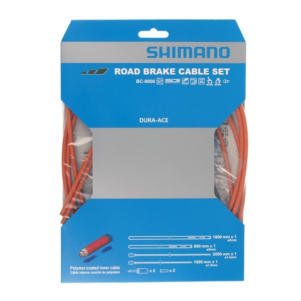 Shimano Dura-Ace 9000 Polymer Coated Inners Bike Brake Inner & Outer Cable Set Orange