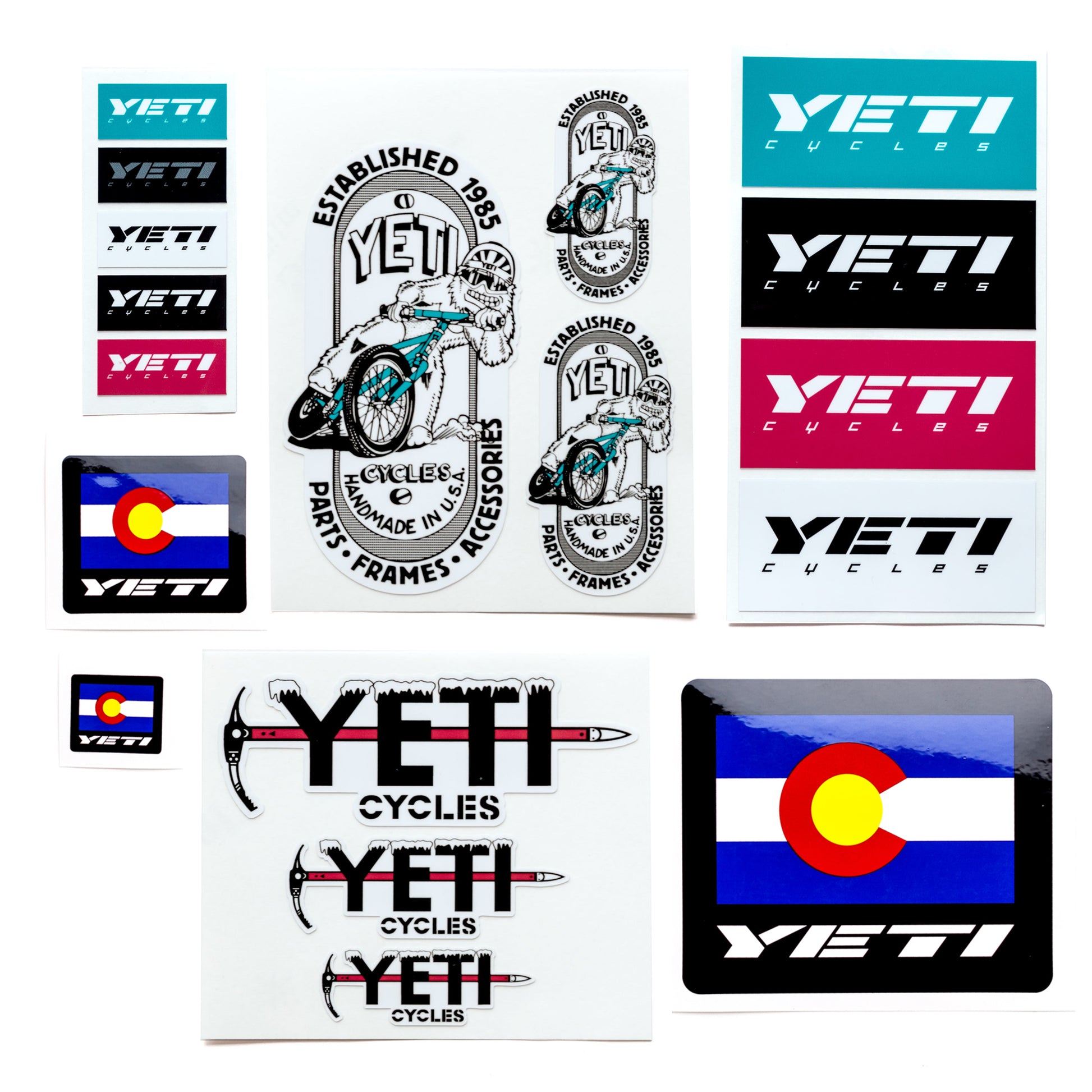 Bike Decals Yeti Assorted Sticker Pack 17 Piece