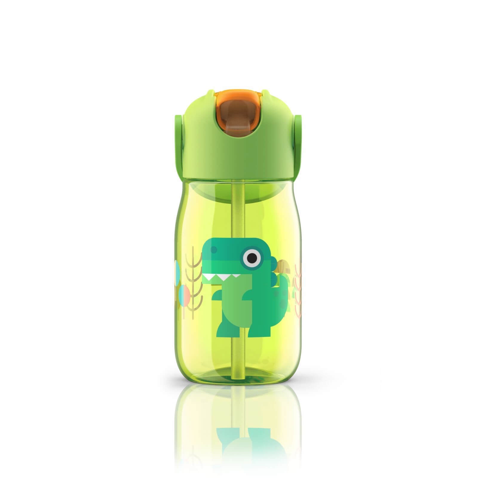Water Bottle With Instant Stopper & Straw 0.5L - Green