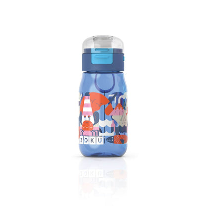 Zoku Kids Flip Gulp Bottle 0.465L Sports Water Bottle Blue Seafriends