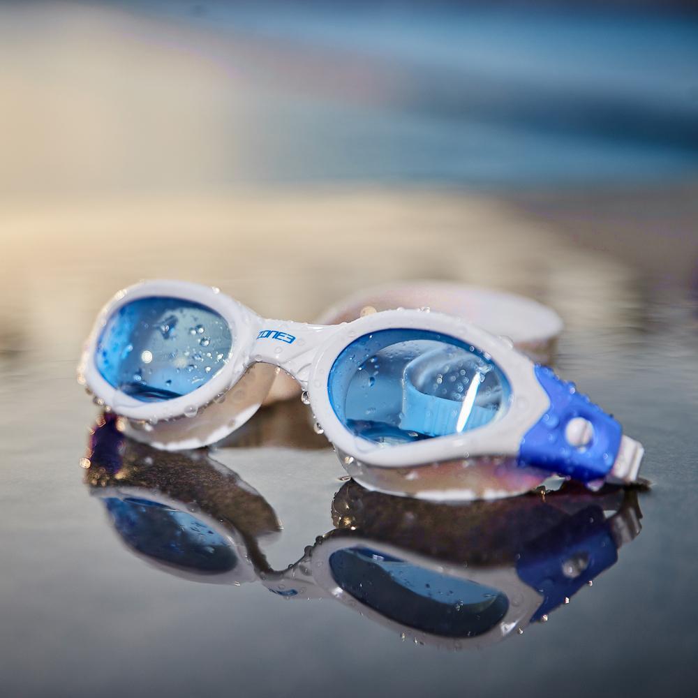Men's Swimming Goggles Zone3 Apollo White/Blue - Tinted Lens Alternate 1