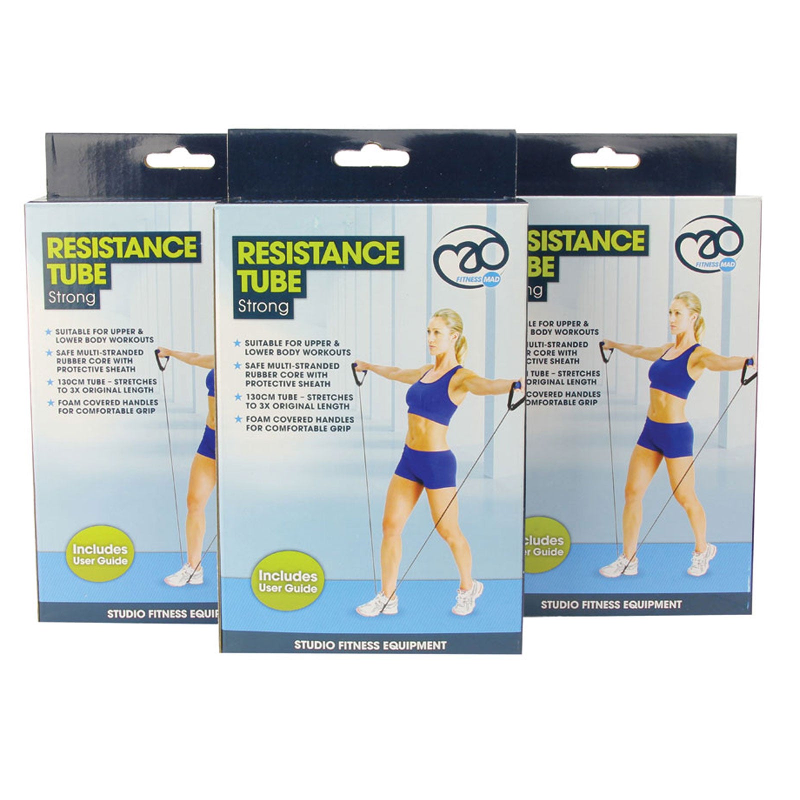Resistance Tube and User Guide Strong Dark Blue Fitness Mad Alternate 2