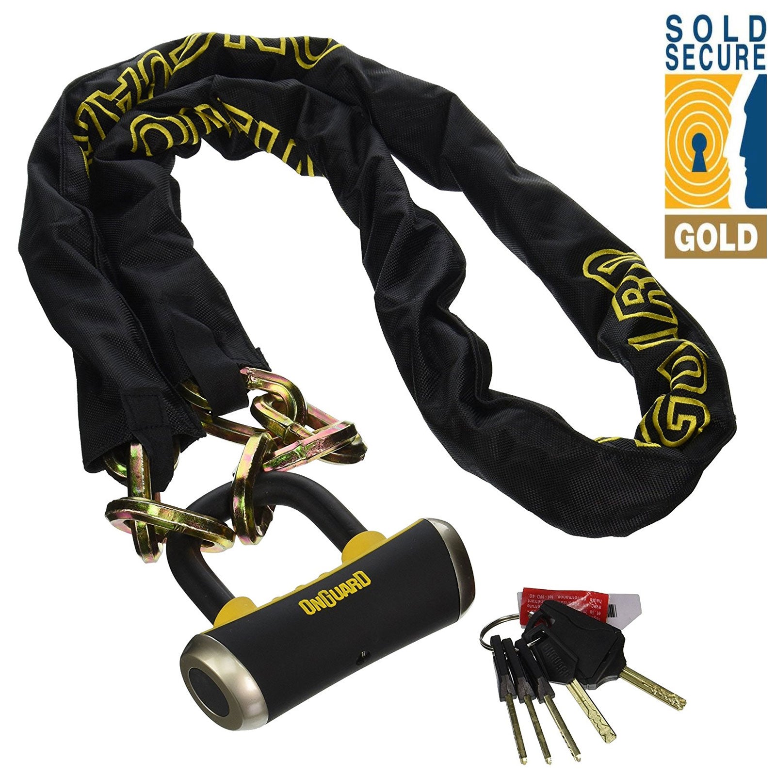 Onguard Mastiff 8019 Bike Chain Lock Sold Secure Gold