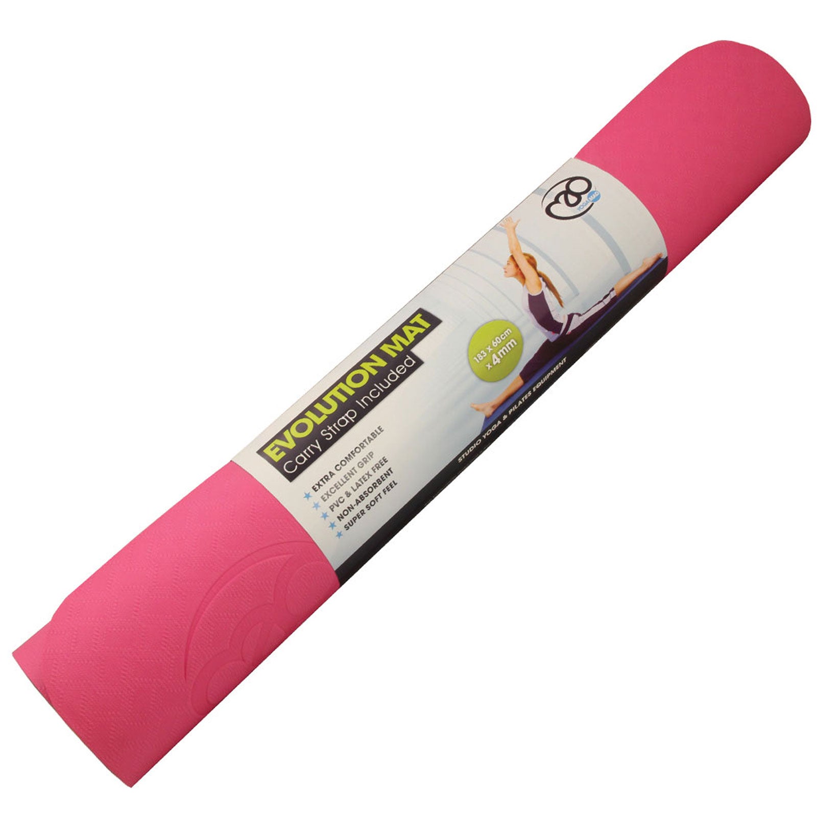 Fitness MAD Evolution 4mm Yoga Mat with Carry String - Pink/Grey Alternate 2