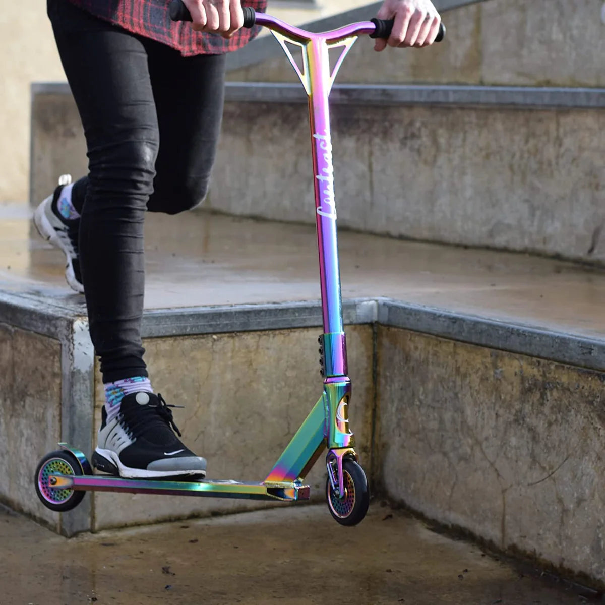 Contrast Pro Ride Stunt Scooter - Neon Green/Blue