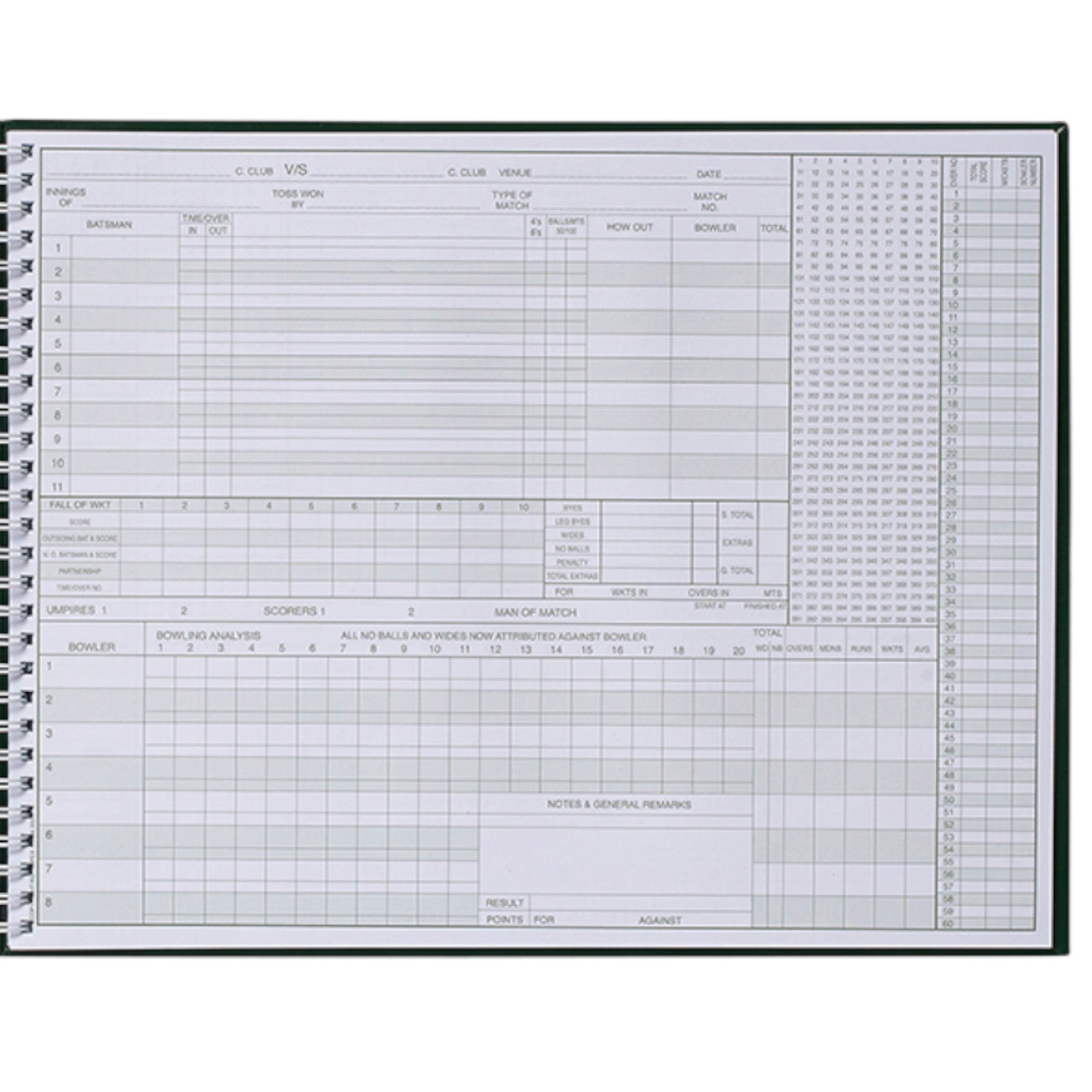 Cricket Score Card Book to record upto 100 Innings by Gunn & Moore Alternate 3