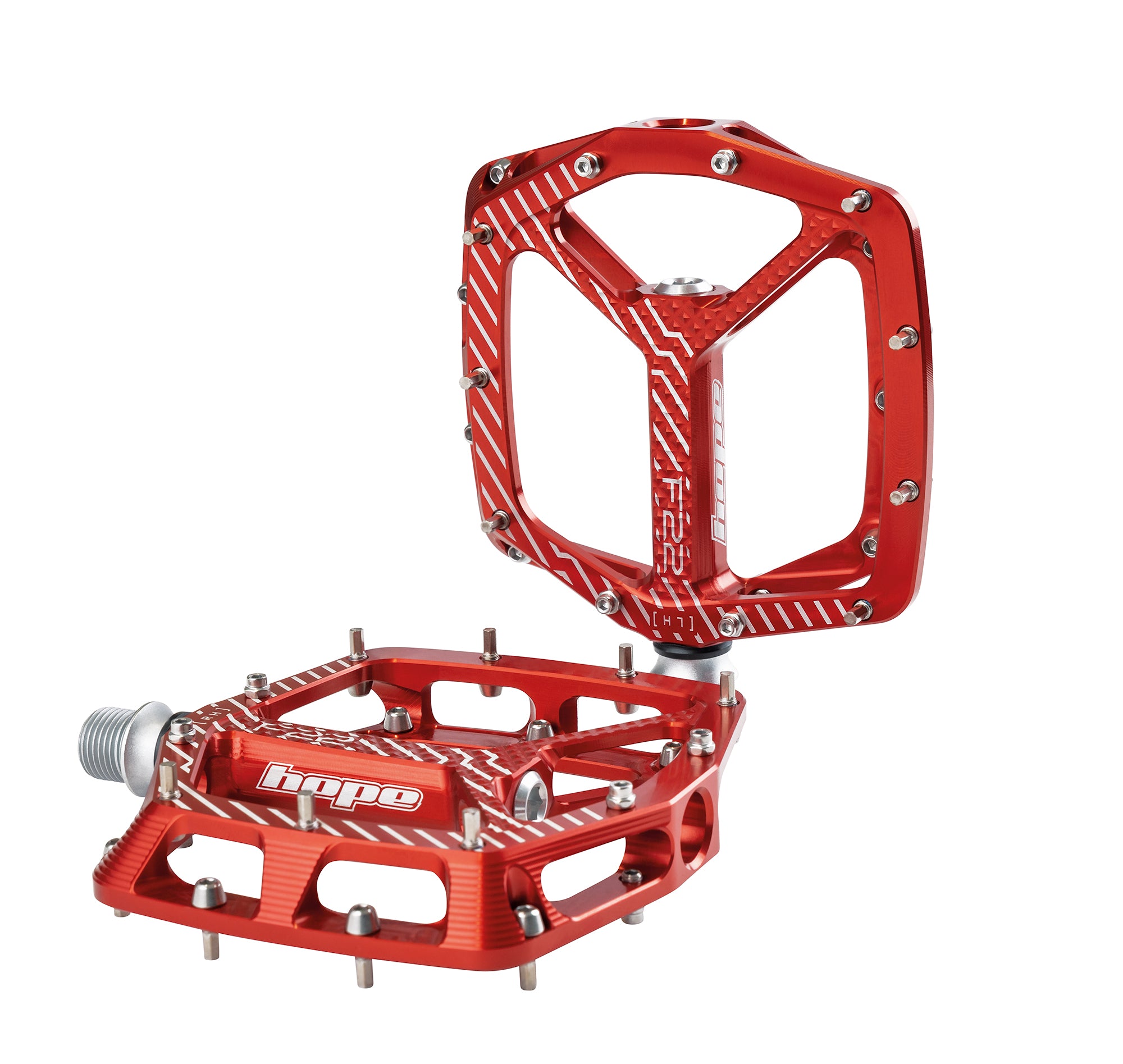 Hope F22 Aluminium 9/16 Inch Platform Bike Pedals Red