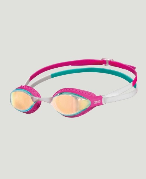 Arena Airspeed Mirror Racing Unisex 2023 Men's Swimming Goggles Yellow Copper/Pink/Multi