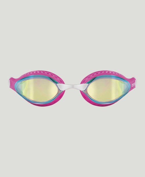 Arena Airspeed Mirror Racing Unisex 2023 Men's Swimming Goggles Yellow Copper/Pink/Multi Alternate 1