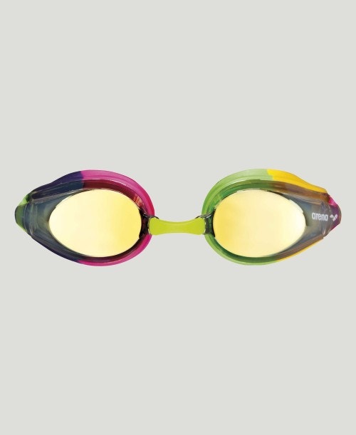 Arena Tracks Mirror Racing Junior 2023 Kid's Swimming Goggles Violet/Fuchsia/Green Alternate 1