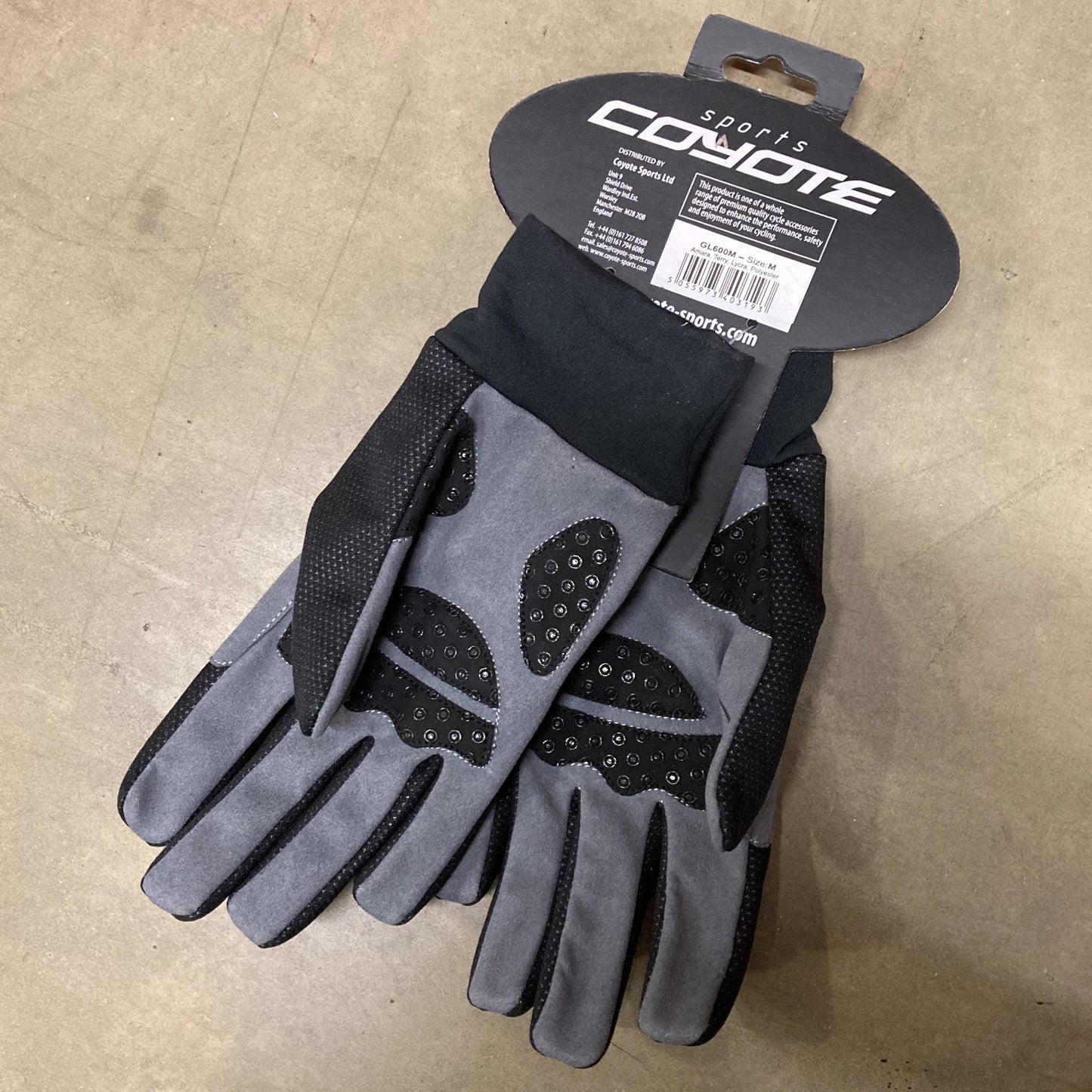 Coyote ATB Winter Black/Sky Blue Medium Men's Full Finger Cycling Gloves Alternate 1