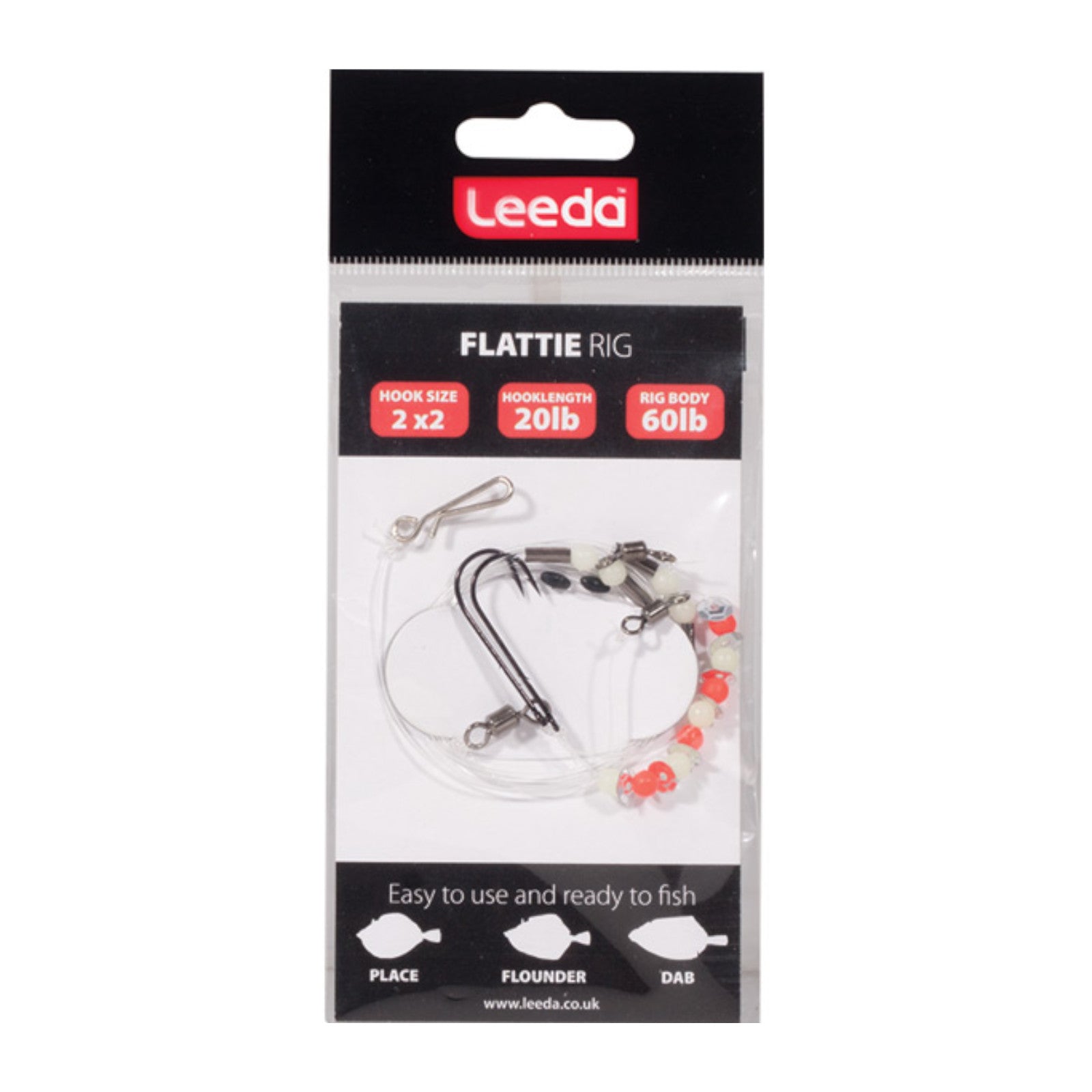 Leeda Flattie Rig 2x2 20lb 5 Pack Fishing Line Lure Alternate 1