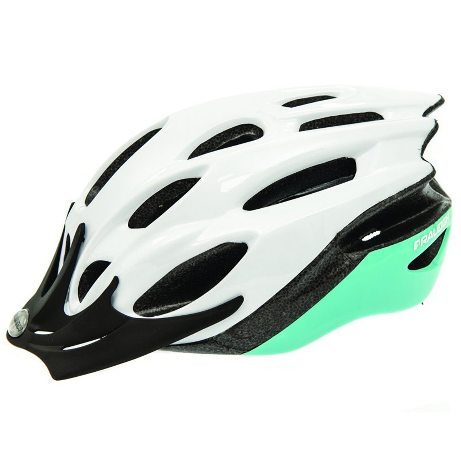 Raleigh Mission Evo Bike Helmet - 24 Vents - 54-58cm Medium - White/Mint Green Alternate 2
